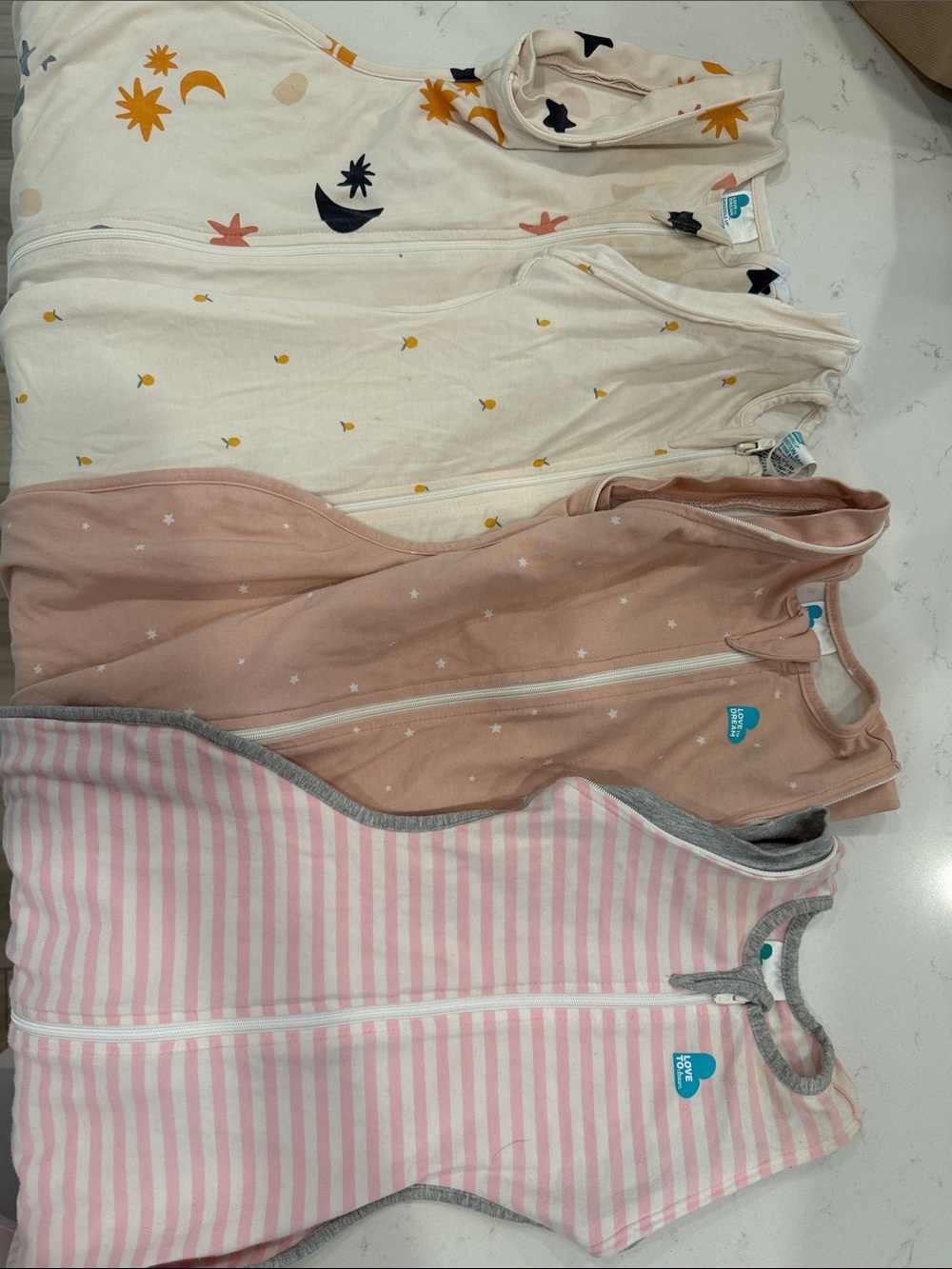 Love to dream Sleep Bags - Cream, Pink, Blush, Yellow Accents